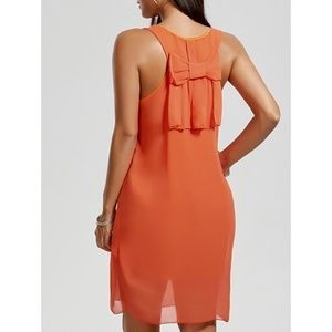 Bowknot Chiffon Shift Tank Dress